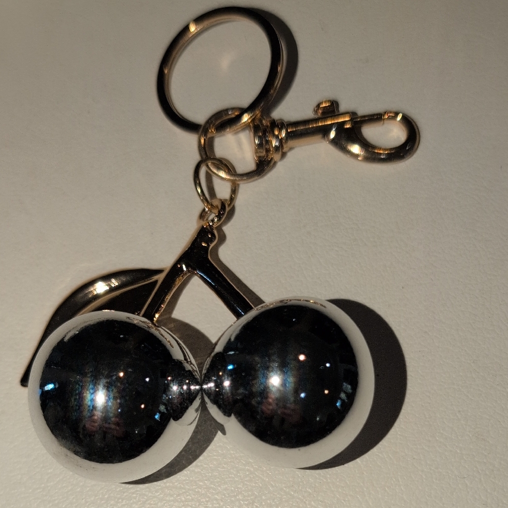 Stylish Silver Cherry Keychain